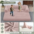 thumbnail image 4 of Muumblus 78" Corduroy Loveseat Cloud Sofa , Queen Size Convertible Slpper Couch Bed for Living Room, Pink, 4 of 7