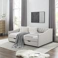 thumbnail image 2 of DEALTOPS Upholstered Daybed with Drawers, Modern Fabric Full Size Daybed Frame Sofa Bed, No Box Spring Needed, Space Saving - Beige, 2 of 8