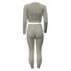 thumbnail image 4 of Gibobby Set Pants y Sudadera Mujer Suéter de punto de color sólido para mujer, cárdigan sexy ajustado, traje pantalón de tres piezas(Gris,G), 4 of 5