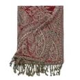 thumbnail image 4 of Pashmina Scarf Women Luxury Reversible Shawl Paisley Wrap Blanket Rave Scarves with Fringes 78.5'' X 27.5''(Red), 4 of 7