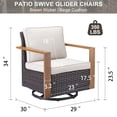thumbnail image 2 of Planntonneo Classic Swivel Glider Chair Set of 2, Patio Cushioned Lounge Swivel Rocker for Balcony Yard, Brown Wicker and Beige Cushions, 2 of 7