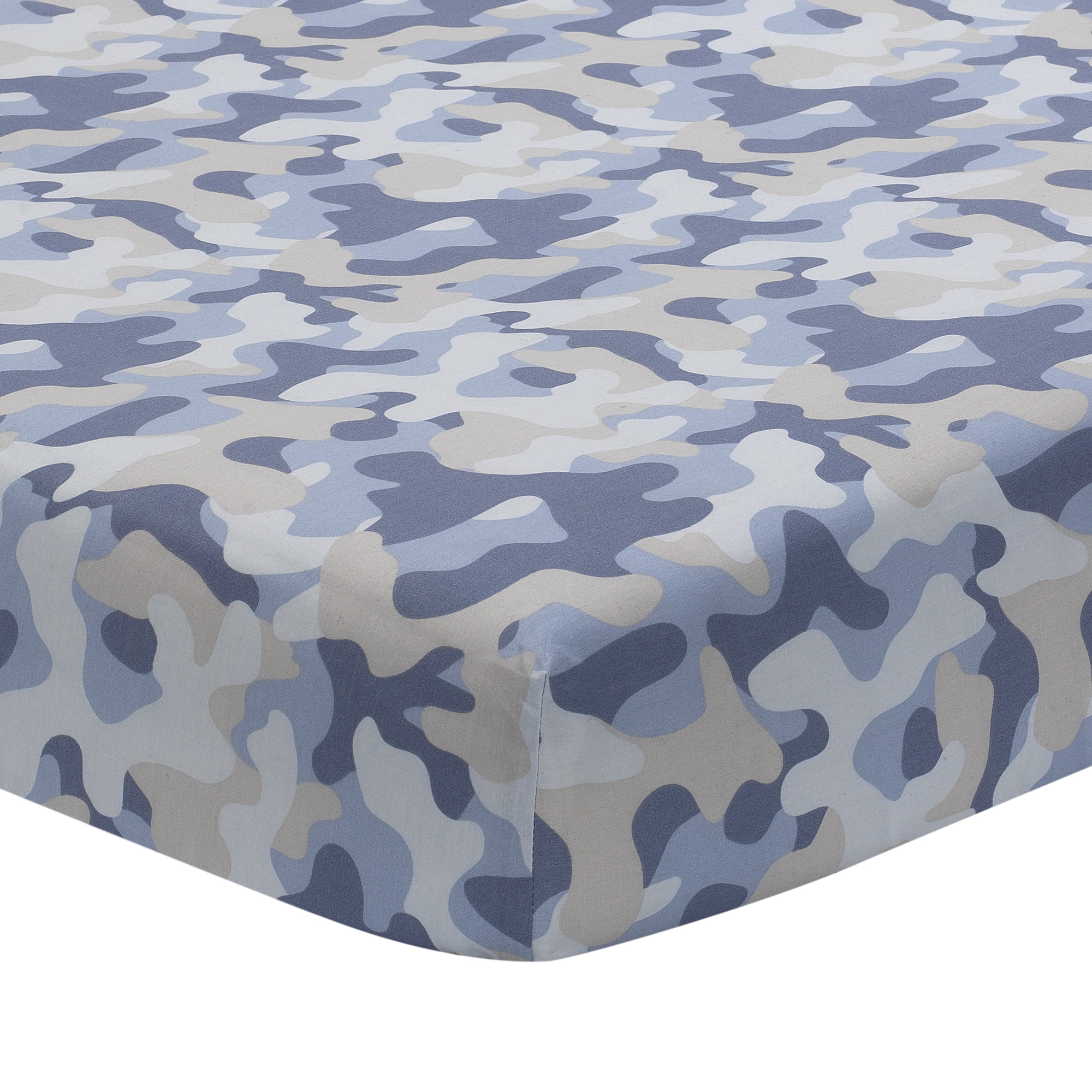 Lambs Ivy Blue Camo Gray 100 Cotton Baby Fitted Crib Sheet