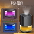 thumbnail image 2 of 110V US Plug Compact 36W Condensation Dehumidifier with 1000ml Water Tank, 5-26m² Coverage, Auto-Shutoff, Smart Humidity Control & Colorful RGB LED Lights, ABS Construction, 25x15.2x13.5cm Black Home, 2 of 6