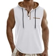 thumbnail image 3 of HappyYEE Men's Hooded Tank Tops Pullover Sleeveless Shirts with Drawstring Workout Gym Training Athletic Tank Top White XXL, 3 of 9