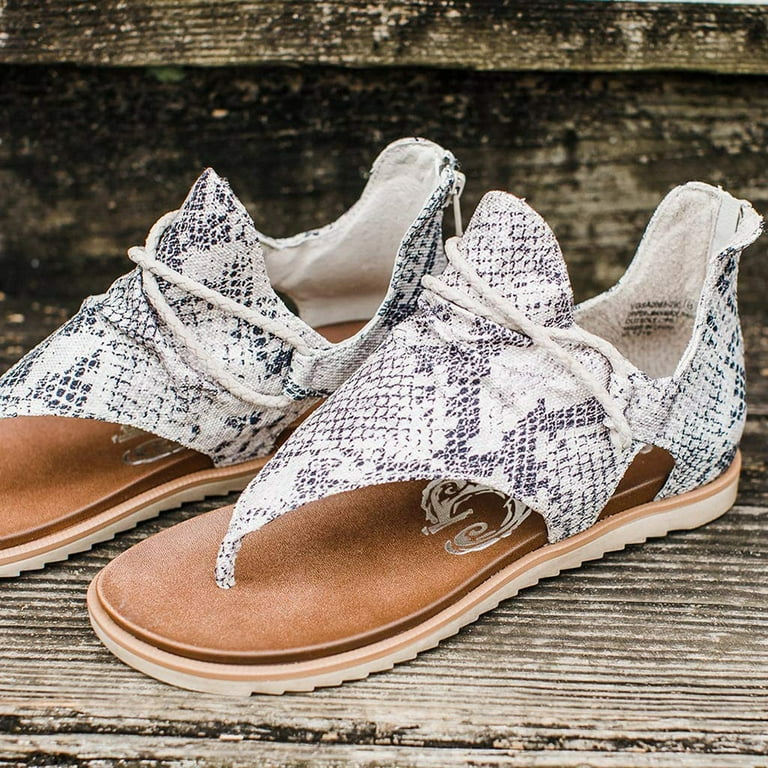 Porfeet Women Fashion Summer Leopard Snake Zebra Print Zipper Beach Sandals Flat Shoes Dark Leopard Print 41