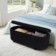 thumbnail image 2 of 49" Storage Ottoman Bench, Flip Top Teddy Fleece Storage Sofa Bench with Safety Hinge, Multi-functional Storage End of Bed Stool for Living Room Bedroom Entryway, Black, 2 of 7
