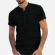 thumbnail image 3 of Camisa de manga corta para hombre, cuello con muesca con botones, corte ergonómico, lino, algodón, transpirable, cómoda camiseta para hombre, 3 of 8