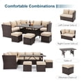 thumbnail image 5 of Danrelax 7-Piece Patio Conversation Set, PE Rattan Wicker Furniture, Steel Frame, Brown, 5 of 9