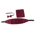 thumbnail image 4 of serony 3 Pcs Nœud Papillon en Satin pour Homme Cummerbund Mouchoir Rouge Vin, 4 of 9
