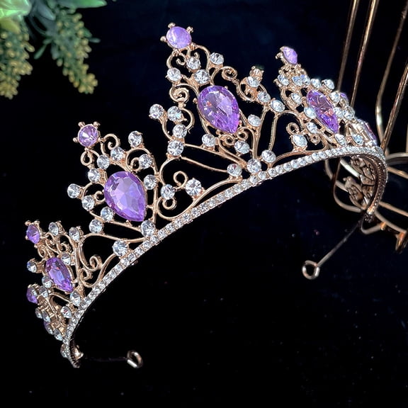 WINOMO Birthday Queen Crown Headwear Rhinestone Tiara for Women and Girls 1Pcs