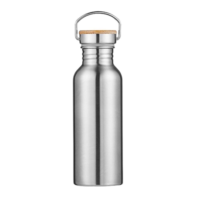 de agua de material acero inoxidable sin prueba de capacidad para para viajes deportivos libre Tapa de Bambú 600ML DYNWAVEMX Botella de agua de acero inoxidable