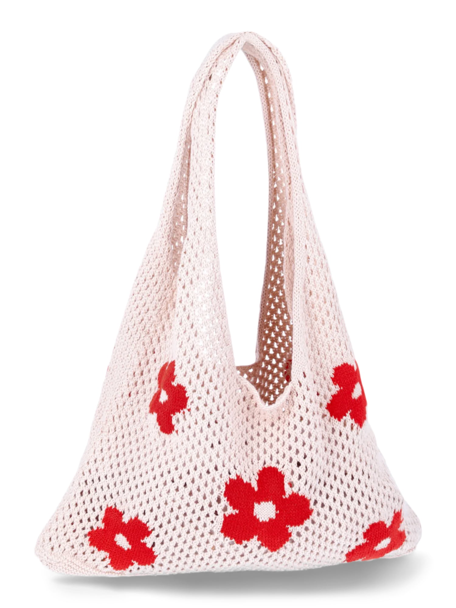 No Boundaries Women's Festival Crochet Icon Tote Bag, Natural Flower