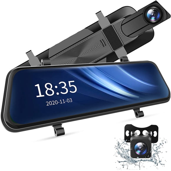 2.5K Mirror Dash Cam Waterproof Backup Camera Car Dash Camera with 10" Touch Screen, Vantop Mirror Dash Cam Front and Rear, Parking Assist, Smart Parking Mode, Loop Recording, G-Sensor C49