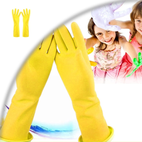 2 Pcs Long Sleeve Dishwashing Gloves, Waterproof Kitchen Cleaning Gloves, Extra Waterproof Rubber Gloves, with Hanging Hook for Convenient Drying, Cleaning and Gardening Tasks