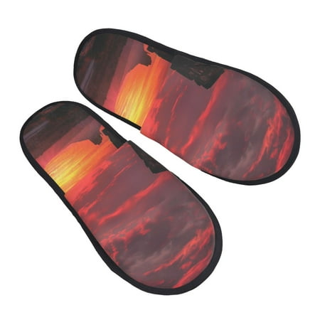 

Bingfone Sunset Western Desert Cowboy House Slippers for Women Men with Soft Rubber Sole Slip On for Indoor/Outdoor-Large