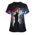 thumbnail image 4 of Gamivast Scrubs for Women Patriotic Star Print V-Neck Short Sleeve Nursing Scrubs with Pockets Quick Dry Moisture Wicking Scrub Tops Nursing Uniform, 4 of 5