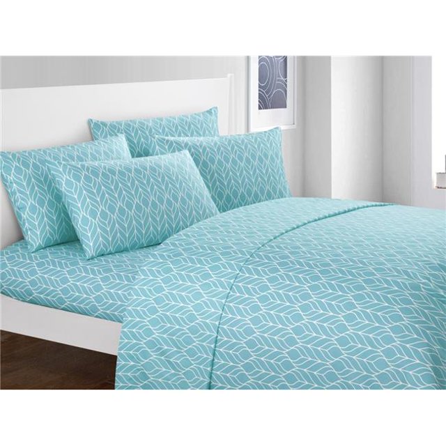 Chic Home Ensemble de Feuille d'Érable Rouge à Motif Géométrique de Taille Simple BSS12012-US&44; Bleu- 4 Pièces