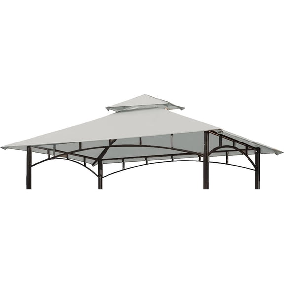 Grill Gazebo Replacement Canopy Top -    5x8 Gazebo Roof Double Tiered Exterior BBQ Roof Cover Grill Shelter Only Fit for Model L-GG001PST-F (Gray) | Heavy Duty