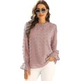 thumbnail image 1 of Blusa de gasa para mujer Camisas de cuello con volantes de manga larga Tops casuales de otoño, 1 of 4