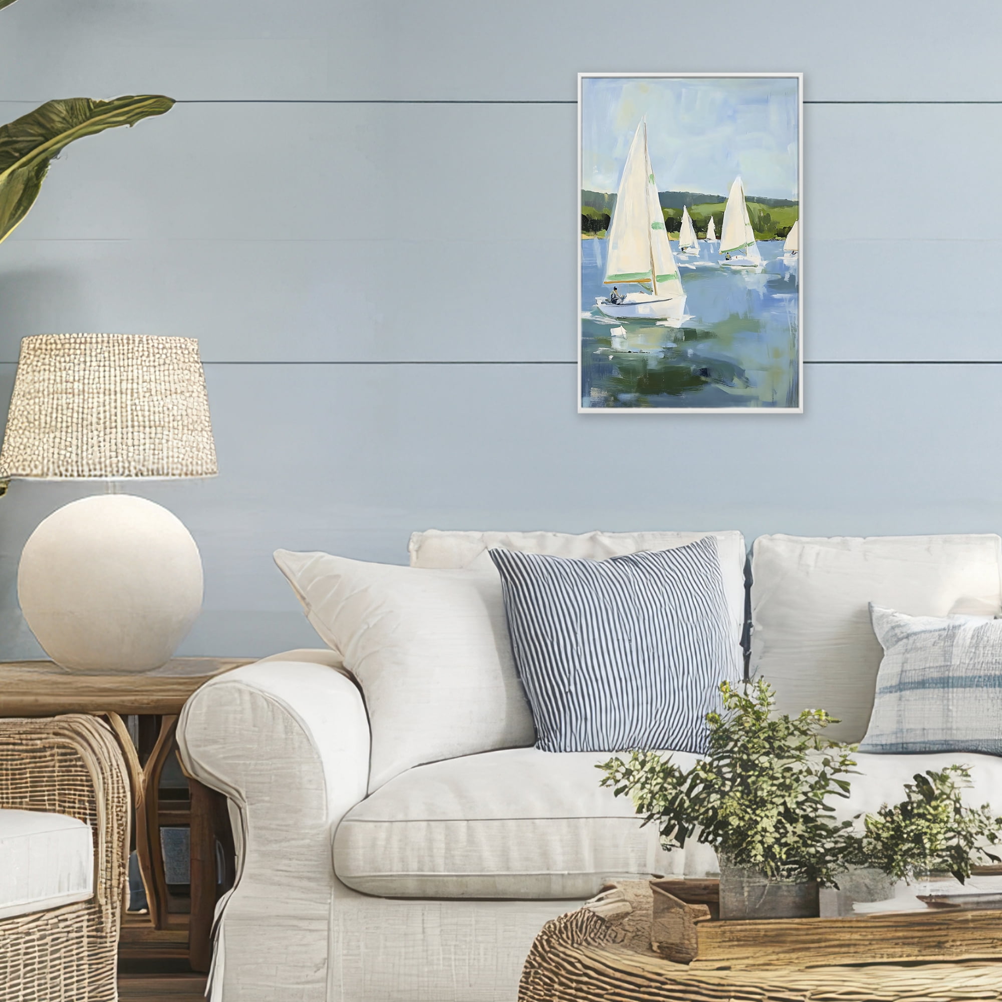 Stupell Industries Boat Race Regatta White Framed Giclee Art, design by Petal Prints Design