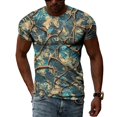thumbnail image 1 of T-Shirt à Motif Ethnique Décontracté pour Hommes Style Personnalité Col Rond Robe Tendance Hip Hop Imprimé Manches Courtes, 1 of 5