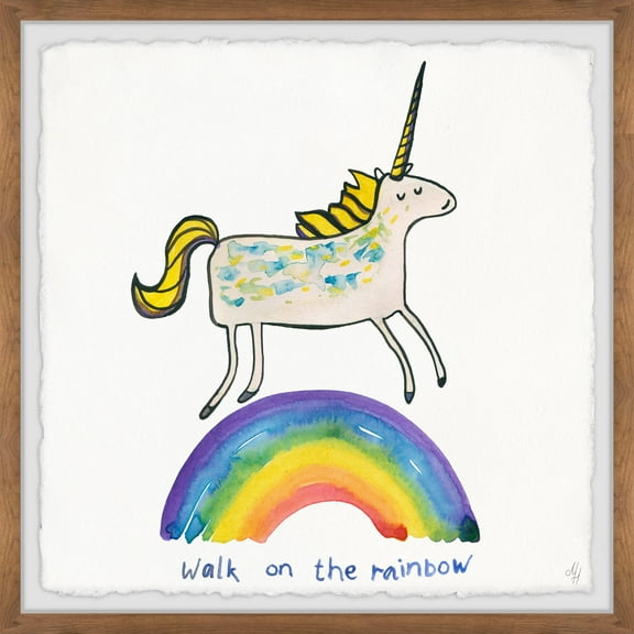 Marmont Hill Unicorn Rainbow Walk Framed Wall Art
