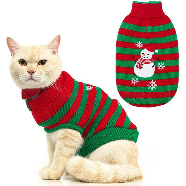 Travelwant Cat Sweater Christmas Santa Claus Pet Cat Winter Knitwear Warm Clothes