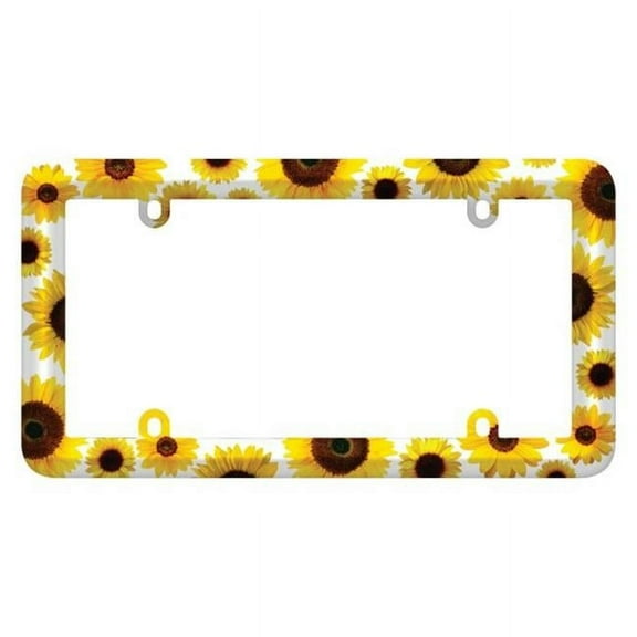 23804 Bold Graphics Sunflowers Style Chrome License Plate Frame