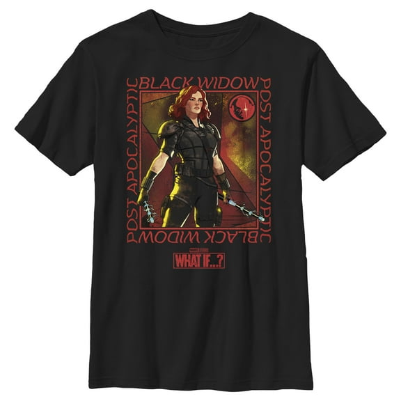 Boy's Marvel What if…? Black Widow  Graphic Tee Black Large
