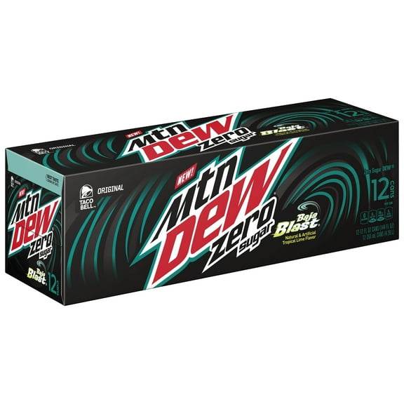 Mountain Dew Zero Sugar Baja Blast Tropical Lime & Citrus Soda Pop, 12 fl oz, 12 Pack Cans