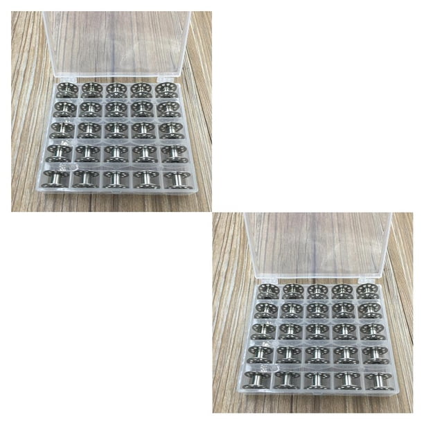 Inteprter Caja de bobinas, 25 rejillas, máquina de coser, tejer, acolchado, caja de carrete, organizador, contenedor de almacenamiento, compartimentos, tipo 3 2piezas Inteprter CBP030543