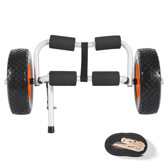 Dranite Foldable Kayak Cart with 10" Solid Tires & Ratchet Strap - 200lb Capacity for Kayaks, Canoes, Paddleboards