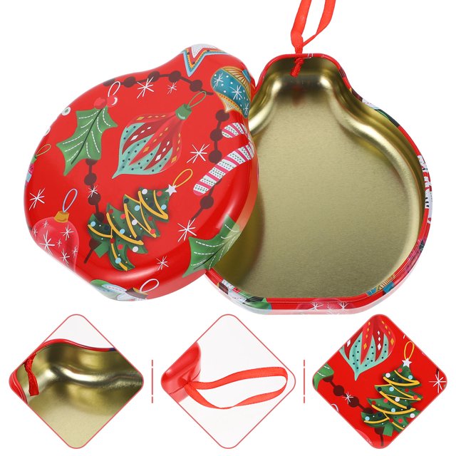 OULII 1Pcs Mini Tin Box with Lid for Christmas Packaging and Storage