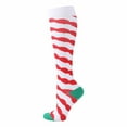 thumbnail image 2 of Chaussettes de Noël Imprimées Mi-Mollet Longues Chaussettes Genou Bas de compression Multicolores, 2 of 3