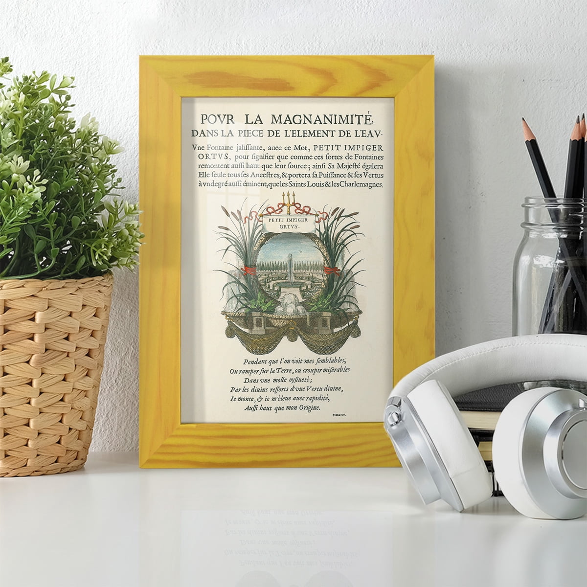 Printed Embellished Bookplate II - Framed Print w/glass - Sunflower Yellow
