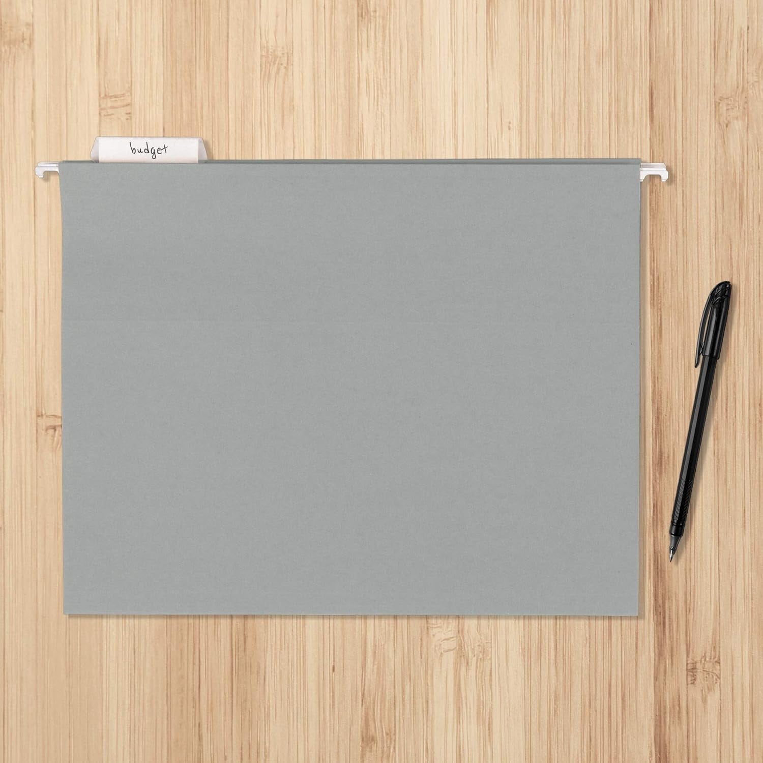 Hanging File Folders with Adjustable Tabs for Document Organization, Letter Size, Gray, 25-Pack