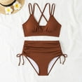 thumbnail image 3 of ZQUUVOU Women's 2 Piece Bikini Padded Push Up Swimsuit Set (Coffee,S), 3 of 5