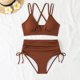 thumbnail image 3 of Trajes de baño para mujer, Trajes de baño para mujer, Traje de baño de moda para mujer, Conjunto de bikini liso de 2 piezas con tirantes, Traje de baño de nailon para mujer, 3 of 5