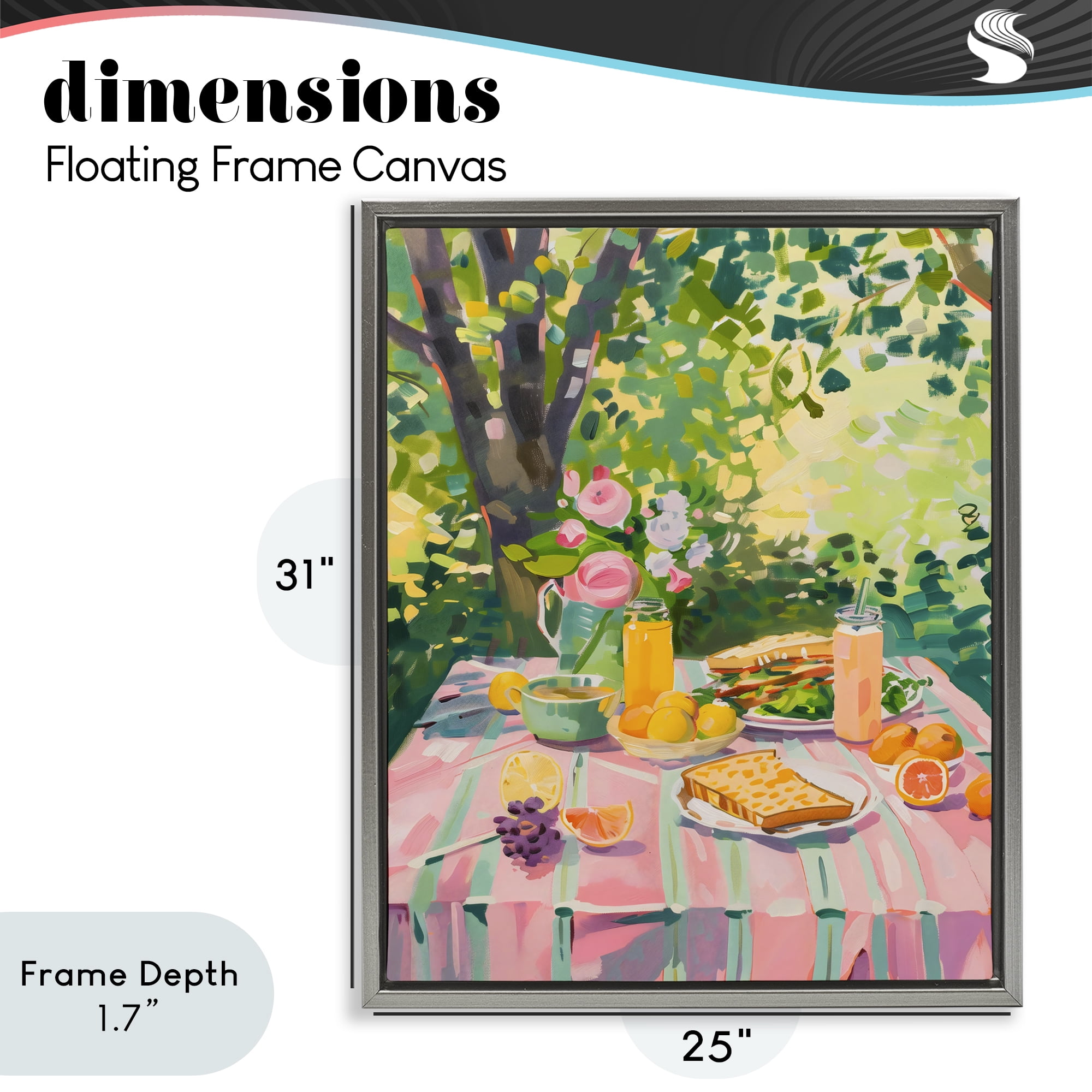 Stupell Industries Breakfast Picnic in Garden Gray Framed Floater Canvas Wall Art, design by The Prints Vibe