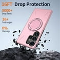 thumbnail image 4 of For Samsung Galaxy S25 Ultra 5G Ultra Slim Hybrid TPU+PC Protective Cover with Metal Rotation Holder , Compatible MagSafe, Military Grade Shockproof Phone Case Cover,Pink, 4 of 7