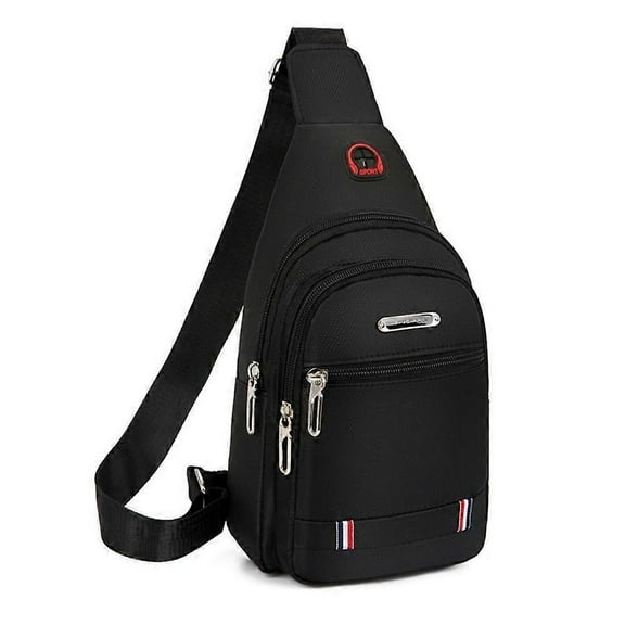 Men's Shoulder Bag Outdoor Sports Crossbody Bag with USB Charging in Oxford Cloth 3 Zippers