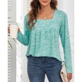 thumbnail image 2 of ANYJOIN Womens Long Sleeve Tunic Tops Pleated Square Neck Casual Loose Fit Blouse Shirt, 2 of 5