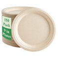 thumbnail image 1 of Platos de papel Vplus, 150 unidades, 23 cm, 100% caña de azúcar compostables, 1 of 7