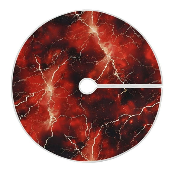 Ryvnso Christmas Tree Skirt Red Lightning Xmas Tree Skirts Ornament Home Decorations 35.4"