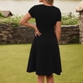 thumbnail image 3 of Daolelai Women's Summer Elegant Retro Sweetheart Neck Short Sleeve A-Line Skirt Work Party Casual Dress, 3 of 5