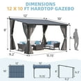 thumbnail image 2 of AECOJOY 12' x 10' Lean to Gazebo with Netting and Curtain Outdoor Hardtop Gazebo Aluminum Metal Pergola ​For Garden, Patio, Backyard-​Dark ​Gray, 2 of 8