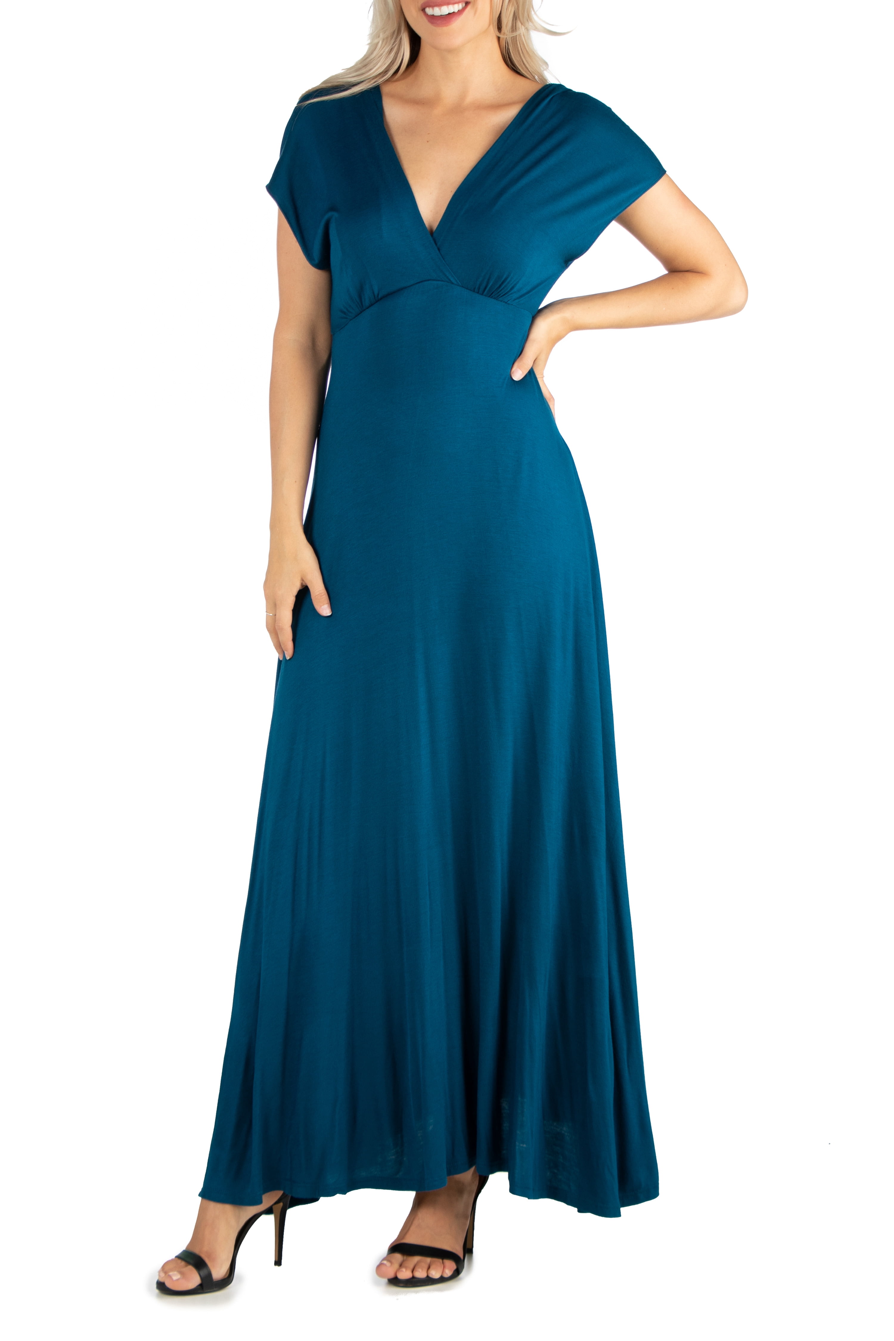Cap Sleeve V-Neck Maxi Dress - Walmart 