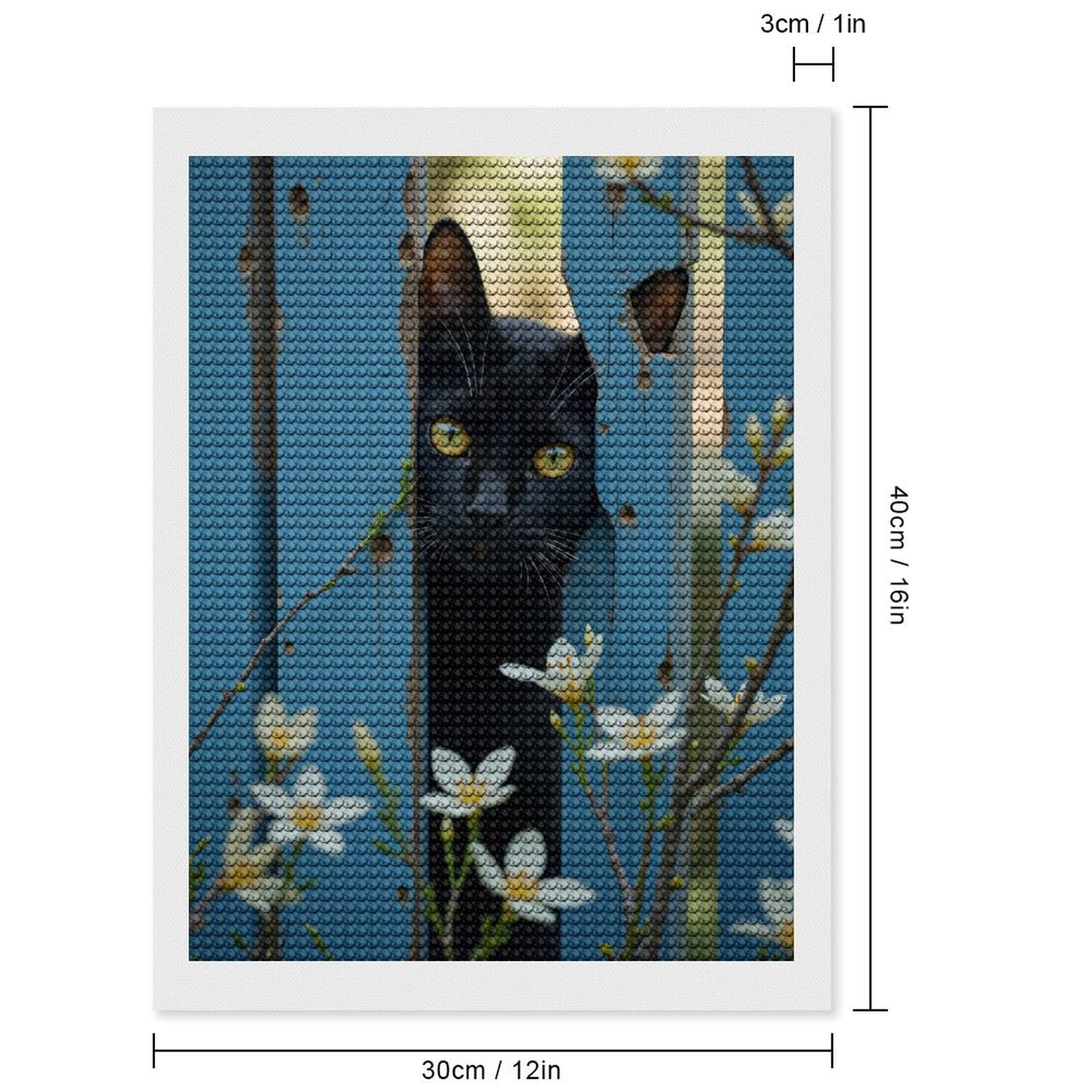 Diamond Art Kits for Adults, Cat Peeking Through Blue Fence 5D Diamond Painting Kits for Adults Beginners, DIY Full Drill Diamond Painting, Gem Art and Crafts 12x16