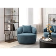 thumbnail image 4 of 360° Swivel Mid Century Modern Curved Sofa, Single Seat Boucle Fabric Cloud Couch, Blue Accent Chair, 4 of 9