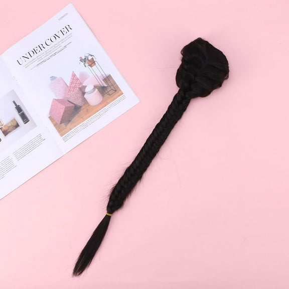 Masteelf Fishtail Braid Ponytail Extension with Drawstring and Clips for Secure Fit Synthetic Fiber Black